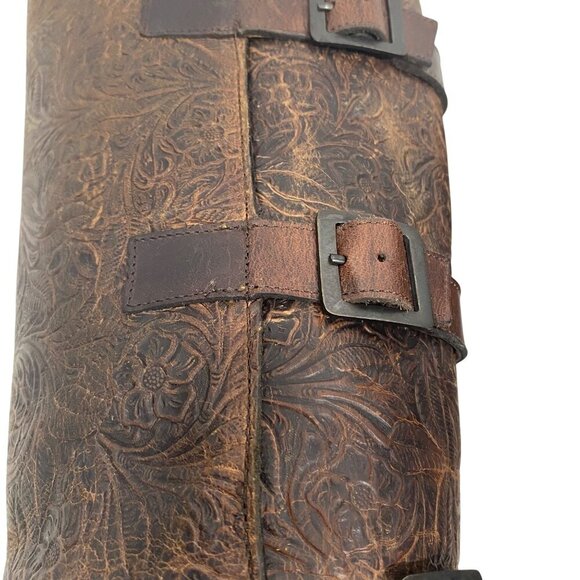 J.B. Dillion tooled Leather tall riding boots buckle shaft steampunk women’s 7 - Picture 10 of 14